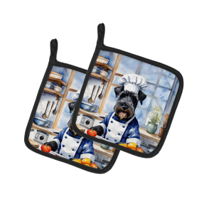 The Dog Chef Pair of Pot Holders (Design: Kerry Blue Terrier 6273, size: 7.5HX7.5W)