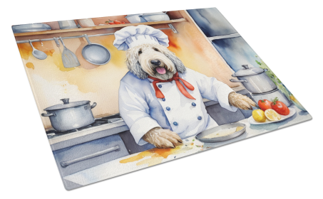The Dog Chef Glass Cutting Board (Dog Breed: Komondor 6274, size: large)
