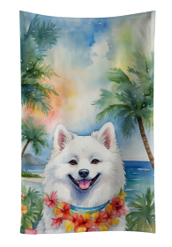 Luau Party Kitchen Towel (Dog Breed: American Eskimo 6352, size: 25Hx15W)