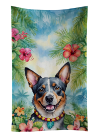 Luau Party Kitchen Towel (Dog Breed: Australian Cattle Dog 6357, size: 25Hx15W)