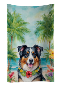 Luau Party Kitchen Towel (Dog Breed: Australian Shepherd 6358, size: 25Hx15W)