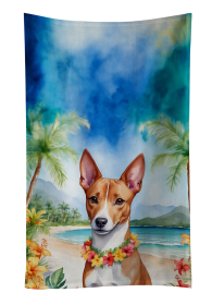 Luau Party Kitchen Towel (Dog Breed: Basenji 6360, size: 25Hx15W)