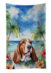 Luau Party Kitchen Towel (Dog Breed: Basset Hound 6361, size: 25Hx15W)