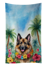 Luau Party Kitchen Towel (Dog Breed: Belgian Tervuren 6368, size: 25Hx15W)