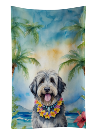 Luau Party Kitchen Towel (Dog Breed: Bergamasco Sheepdog 6369, size: 25Hx15W)