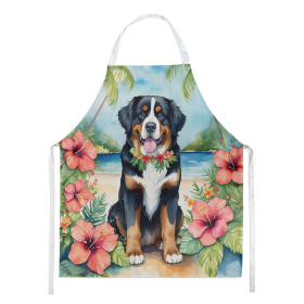 Luau Party Apron (Dog Breed: Bernese Mountain Dog 6371, size: large)