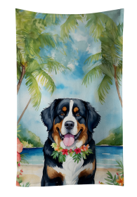 Luau Party Kitchen Towel (Dog Breed: Bernese Mountain Dog 6371, size: 25Hx15W)