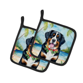 Luau Party Pair of Pot Holders (Design: Bernese Mountain Dog 6371, size: 7.5HX7.5W)