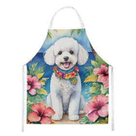 Luau Party Apron (Dog Breed: Bichon Frise 6372, size: large)