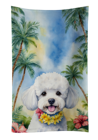 Luau Party Kitchen Towel (Dog Breed: Bichon Frise 6373, size: 25Hx15W)