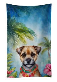 Luau Party Kitchen Towel (Dog Breed: Border Terrier 6378, size: 25Hx15W)
