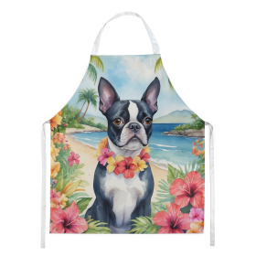 Luau Party Apron (Dog Breed: Boston Terrier 6381, size: large)
