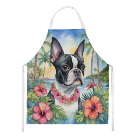 Luau Party Apron (Dog Breed: Boston Terrier 6382, size: large)