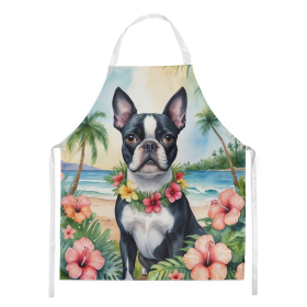Luau Party Apron (Dog Breed: Boston Terrier 6383, size: large)