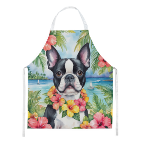 Luau Party Apron (Dog Breed: Boston Terrier 6384, size: large)