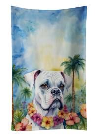Luau Party Kitchen Towel (Dog Breed: Boxer 6387, size: 25Hx15W)
