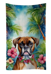 Luau Party Kitchen Towel (Dog Breed: Boxer 6388, size: 25Hx15W)