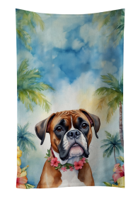 Luau Party Kitchen Towel (Dog Breed: Boxer 6389, size: 25Hx15W)