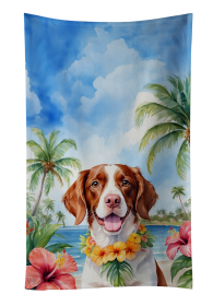 Luau Party Kitchen Towel (Dog Breed: Brittany Spaniel 6391, size: 25Hx15W)