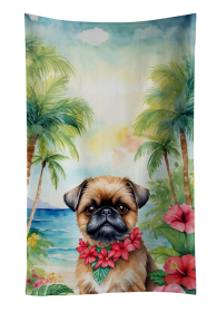 Luau Party Kitchen Towel (Dog Breed: Brussels Griffon 6392, size: 25Hx15W)