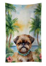 Luau Party Kitchen Towel (Dog Breed: Brussels Griffon 6393, size: 25Hx15W)