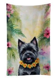 Luau Party Kitchen Towel (Dog Breed: Cairn Terrier 6397, size: 25Hx15W)