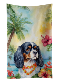 Luau Party Kitchen Towel (Dog Breed: Cavalier Spaniel 6400, size: 25Hx15W)