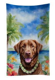 Luau Party Kitchen Towel (Dog Breed: Chesapeake Bay Retriever 6402, size: 25Hx15W)