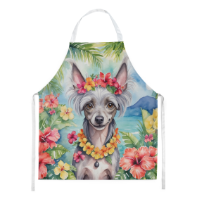 Luau Party Apron (Dog Breed: Chinese Crested 6406, size: large)