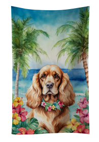 Luau Party Kitchen Towel (Dog Breed: Cocker Spaniel 6412, size: 25Hx15W)