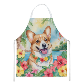 Luau Party Apron (Dog Breed: Corgi 6414, size: large)