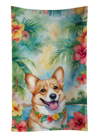 Luau Party Kitchen Towel (Dog Breed: Corgi 6414, size: 25Hx15W)
