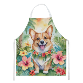 Luau Party Apron (Dog Breed: Corgi 6415, size: large)