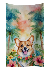 Luau Party Kitchen Towel (Dog Breed: Corgi 6415, size: 25Hx15W)