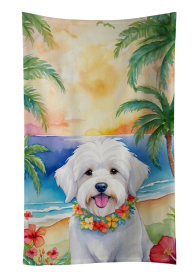 Luau Party Kitchen Towel (Dog Breed: Coton de Tulear 6416, size: 25Hx15W)