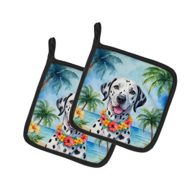 Luau Party Pair of Pot Holders (Design: Dalmatian 6420, size: 7.5HX7.5W)