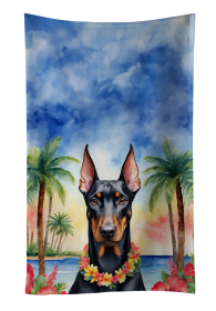 Luau Party Kitchen Towel (Dog Breed: Doberman Pinscher 6422, size: 25Hx15W)