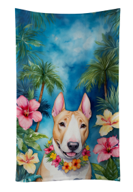Luau Party Kitchen Towel (Dog Breed: English Bull Terrier 6424, size: 25Hx15W)