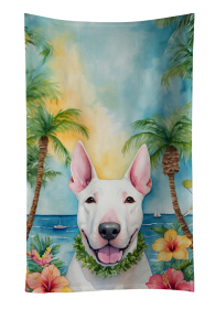 Luau Party Kitchen Towel (Dog Breed: English Bull Terrier 6425, size: 25Hx15W)