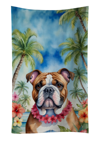 Luau Party Kitchen Towel (Dog Breed: English Bulldog 6426, size: 25Hx15W)