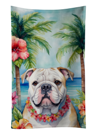 Luau Party Kitchen Towel (Dog Breed: English Bulldog 6427, size: 25Hx15W)
