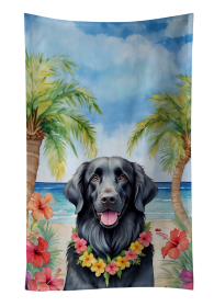 Luau Party Kitchen Towel (Dog Breed: Flat-Coated Retriever 6432, size: 25Hx15W)