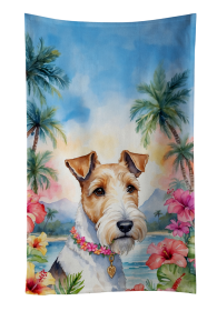 Luau Party Kitchen Towel (Dog Breed: Fox Terrier 6433, size: 25Hx15W)