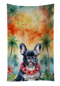 Luau Party Kitchen Towel (Dog Breed: French Bulldog 6435, size: 25Hx15W)