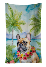Luau Party Kitchen Towel (Dog Breed: French Bulldog 6436, size: 25Hx15W)