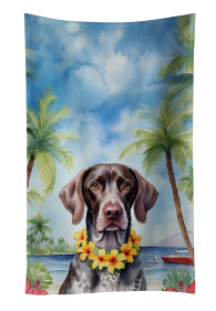 Luau Party Kitchen Towel (Dog Breed: German Shorthaired Pointer 6439, size: 25Hx15W)