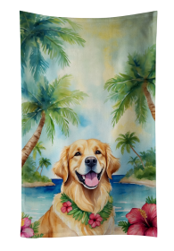 Luau Party Kitchen Towel (Dog Breed: Golden Retriever 6442, size: 25Hx15W)