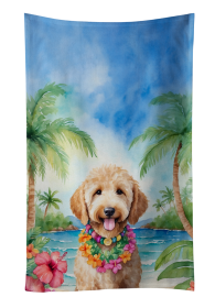 Luau Party Kitchen Towel (Dog Breed: Goldendoodle 6443, size: 25Hx15W)