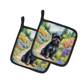 Spring Path Pair of Pot Holders (Design: Affenpinscher 6541, size: 7.5HX7.5W)