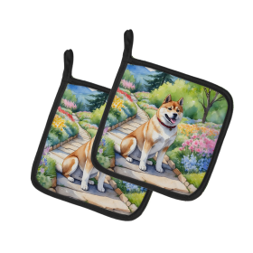 Spring Path Pair of Pot Holders (Design: Akita 6544, size: 7.5HX7.5W)